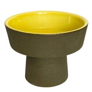 USA Pedestal Pottery Vase Ikebana Planter Cement Matte Finish Yellow Glazed Inte